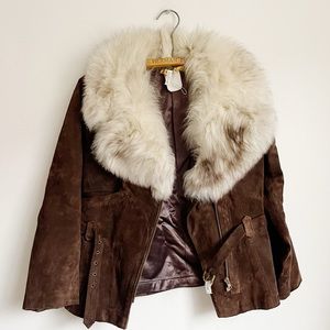 Vintage Suede Leather Moto Style Jacket | Size Small